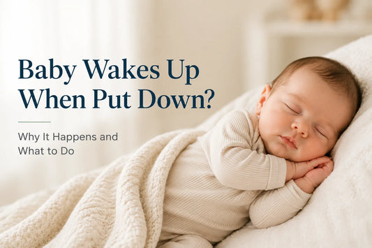 Sleeping newborn baby for an article explaining why a baby wakes up when put down and what parents can do